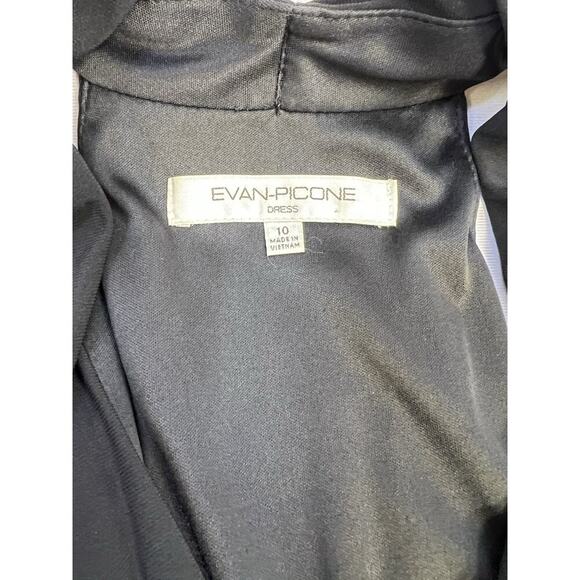 VTG Evan Picone Black Sleeveless V Neck Halter Empire Midi Dress 10 Cocktail - Picture 10 of 10